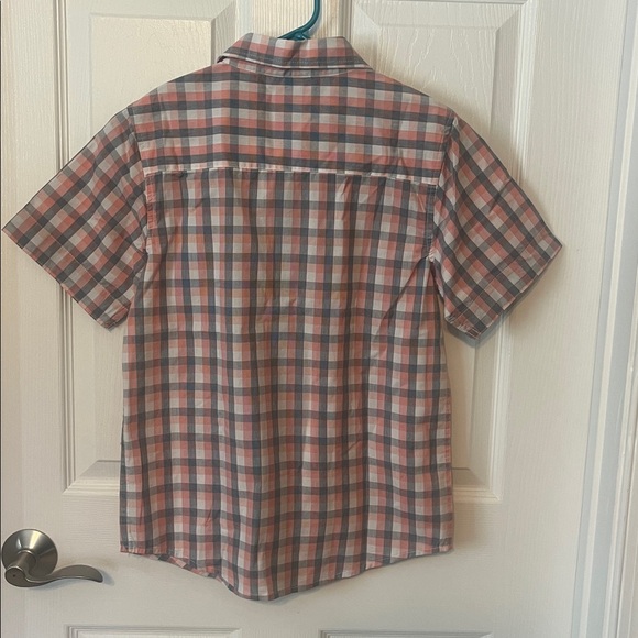 NWT - Wonder Nation Boy’s Checkered Short Sleeve Shirt - Peach, Gray, White - Picture 4 of 4